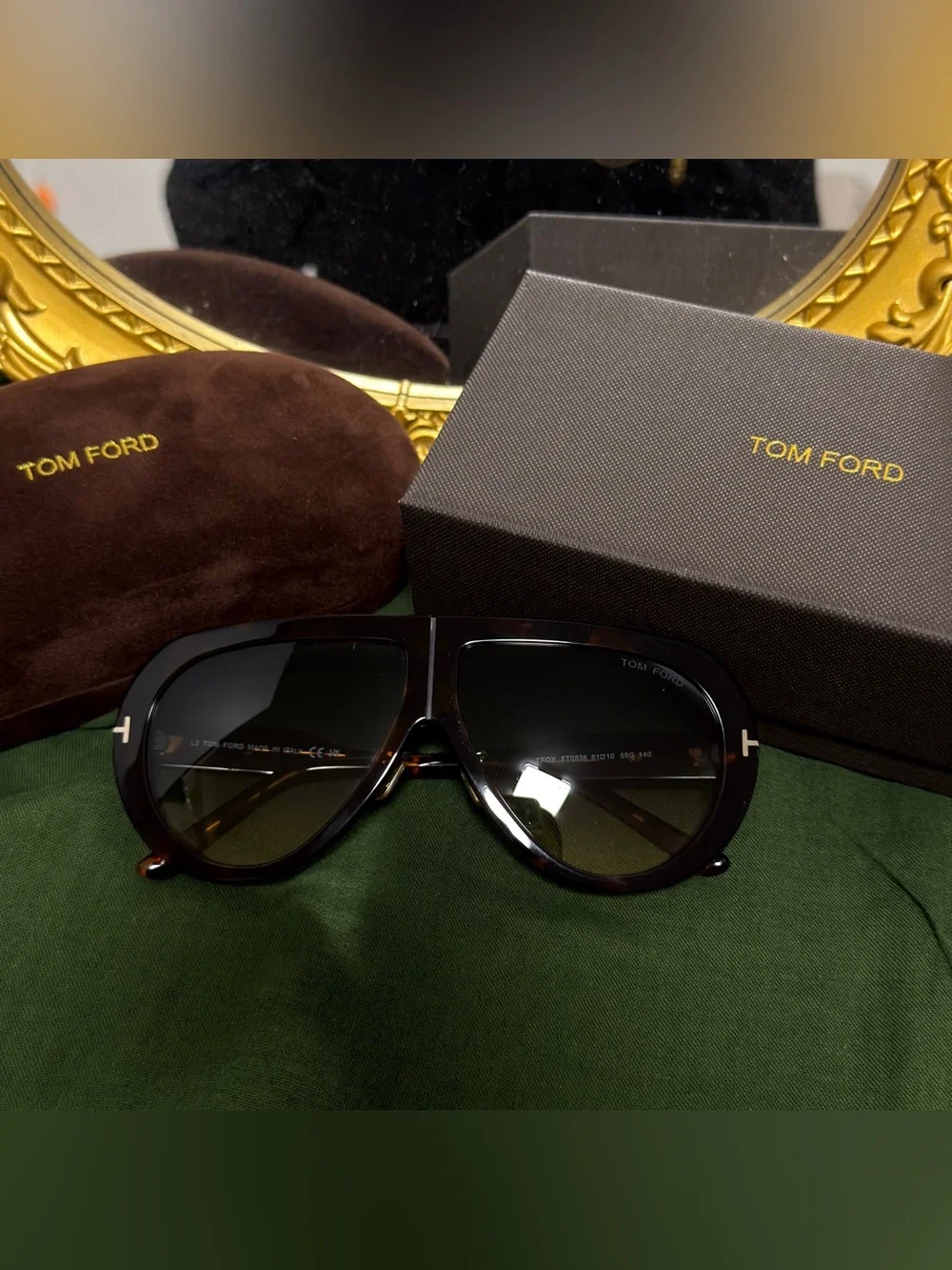 Tom Ford Tortoiseshell Shield Sunglasses with Brown Gradient Lenses